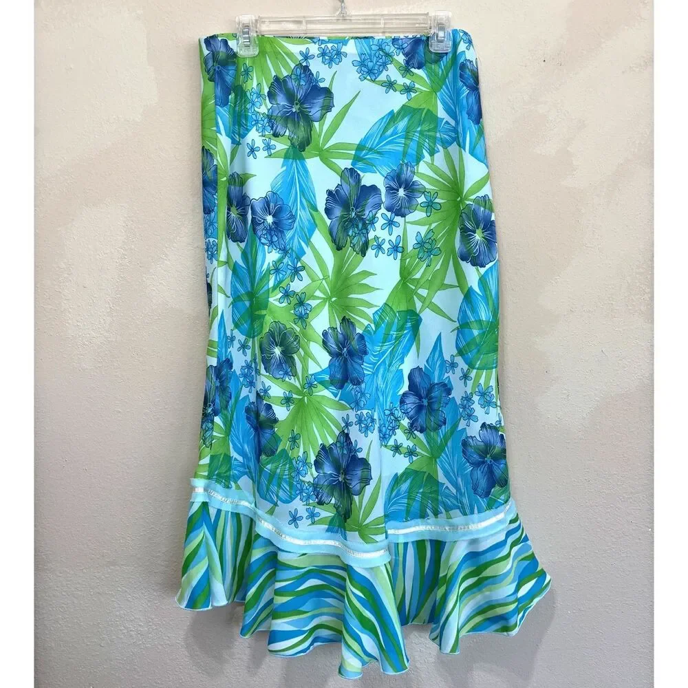 Versailles Y2K Floral Fairy Fit Flare Ruffle Skirt Large Festival Ethereal